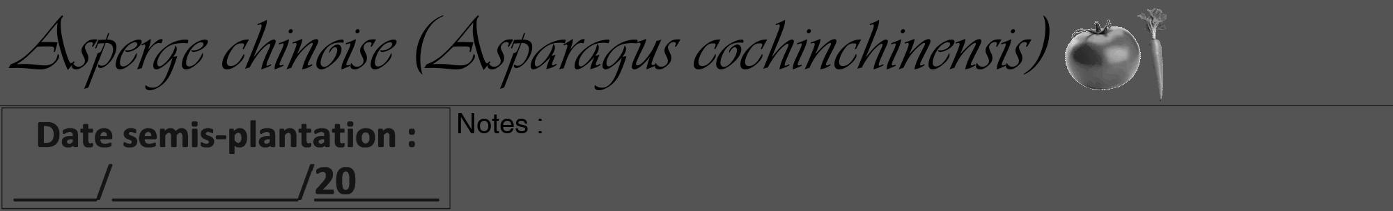 Étiquette de : Asparagus cochinchinensis - format a - style noire36viv avec comestibilité simplifiée