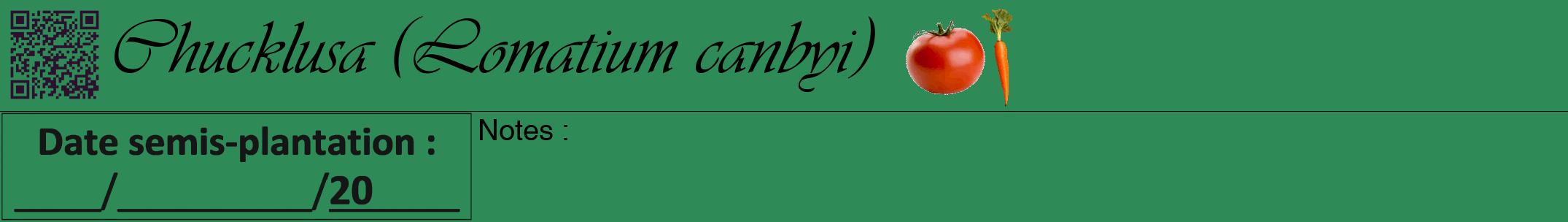Étiquette de : Lomatium canbyi - format a - style noire11viv avec qrcode et comestibilité simplifiée