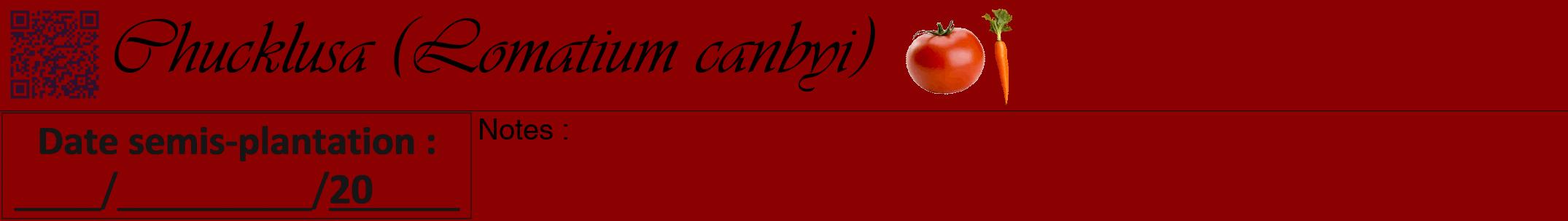 Étiquette de : Lomatium canbyi - format a - style noire34viv avec qrcode et comestibilité simplifiée