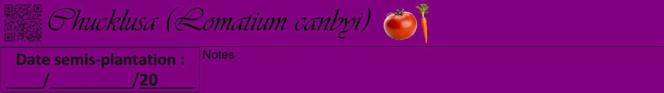 Étiquette de : Lomatium canbyi - format a - style noire46viv avec qrcode et comestibilité simplifiée