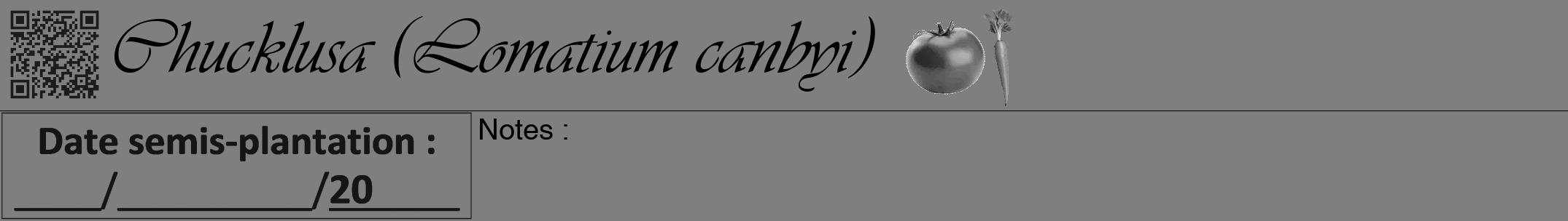Étiquette de : Lomatium canbyi - format a - style noire57viv avec qrcode et comestibilité simplifiée