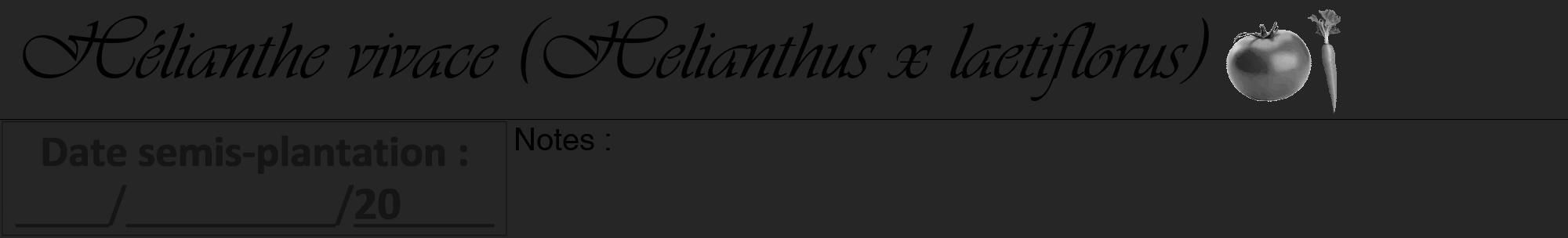 Étiquette de : Helianthus x laetiflorus - format a - style noire29viv avec comestibilité simplifiée