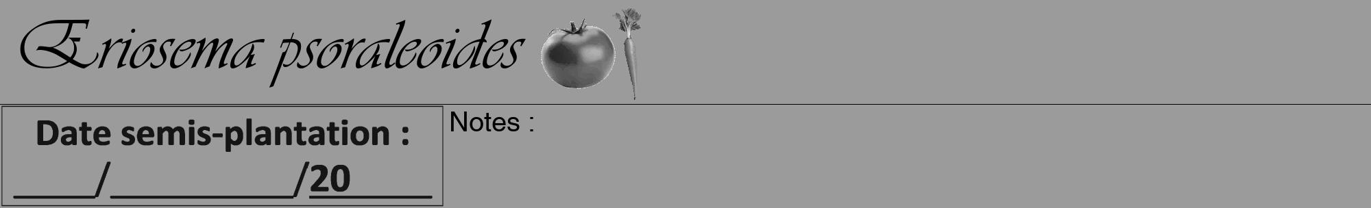 Étiquette de : Eriosema psoraleoides - format a - style noire52viv avec comestibilité simplifiée