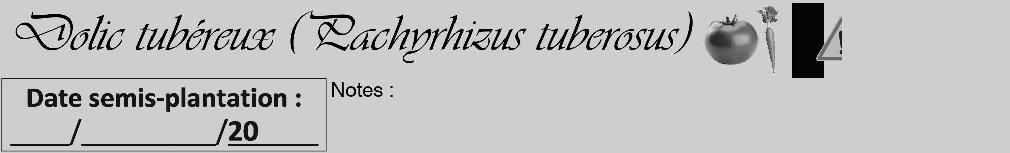 Étiquette de : Pachyrhizus tuberosus - format a - style noire17viv avec comestibilité simplifiée