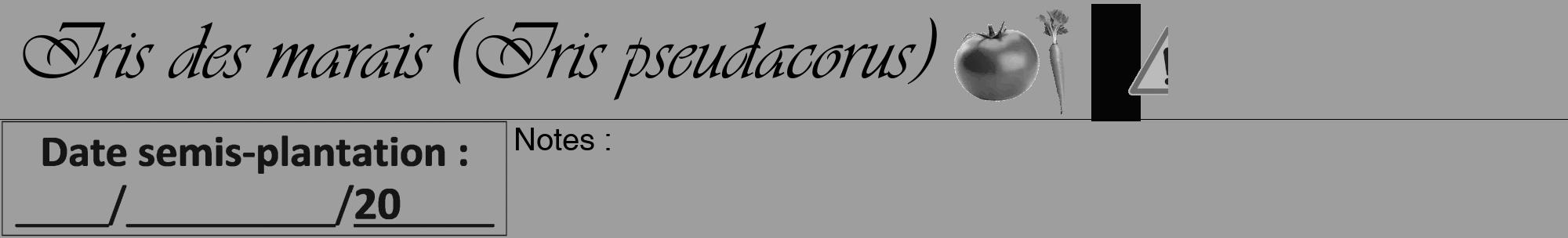 Étiquette de : Iris pseudacorus - format a - style noire23viv avec comestibilité simplifiée