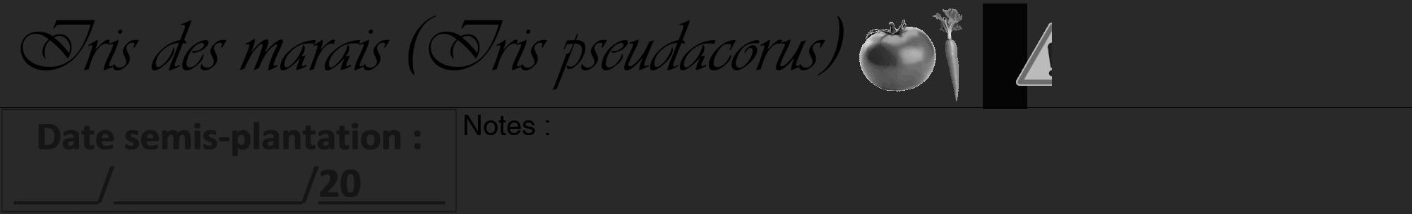 Étiquette de : Iris pseudacorus - format a - style noire34viv avec comestibilité simplifiée