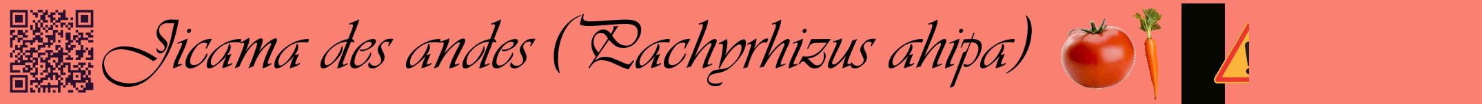 Étiquette de : Pachyrhizus ahipa - format a - style noire38basiqueviv avec qrcode et comestibilité simplifiée