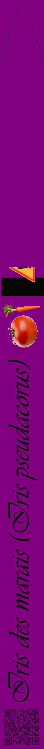 Étiquette de : Iris pseudacorus - format b - style noire46viv avec qrcode et comestibilité simplifiée