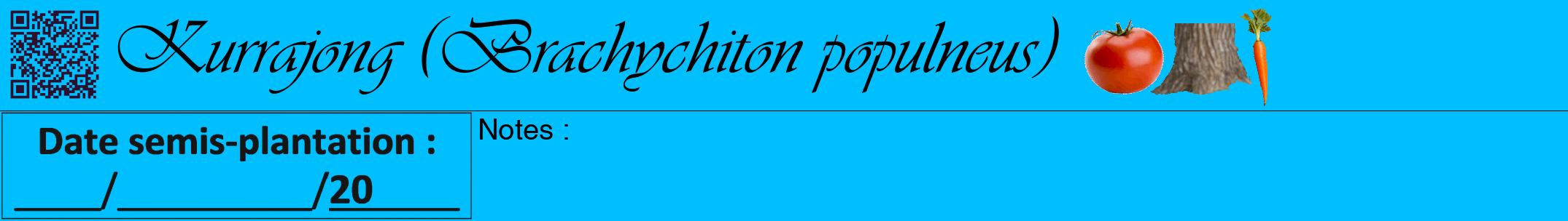 Étiquette de : Brachychiton populneus - format a - style noire2viv avec qrcode et comestibilité simplifiée