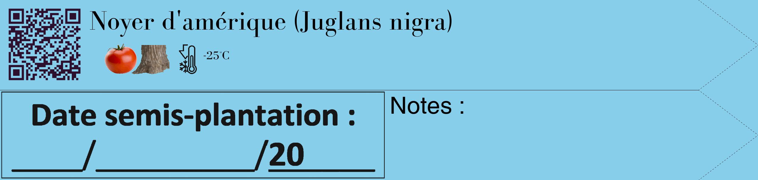 Étiquette de : Juglans nigra - format c - style noire1_simple_simplebod avec qrcode et comestibilité simplifiée
