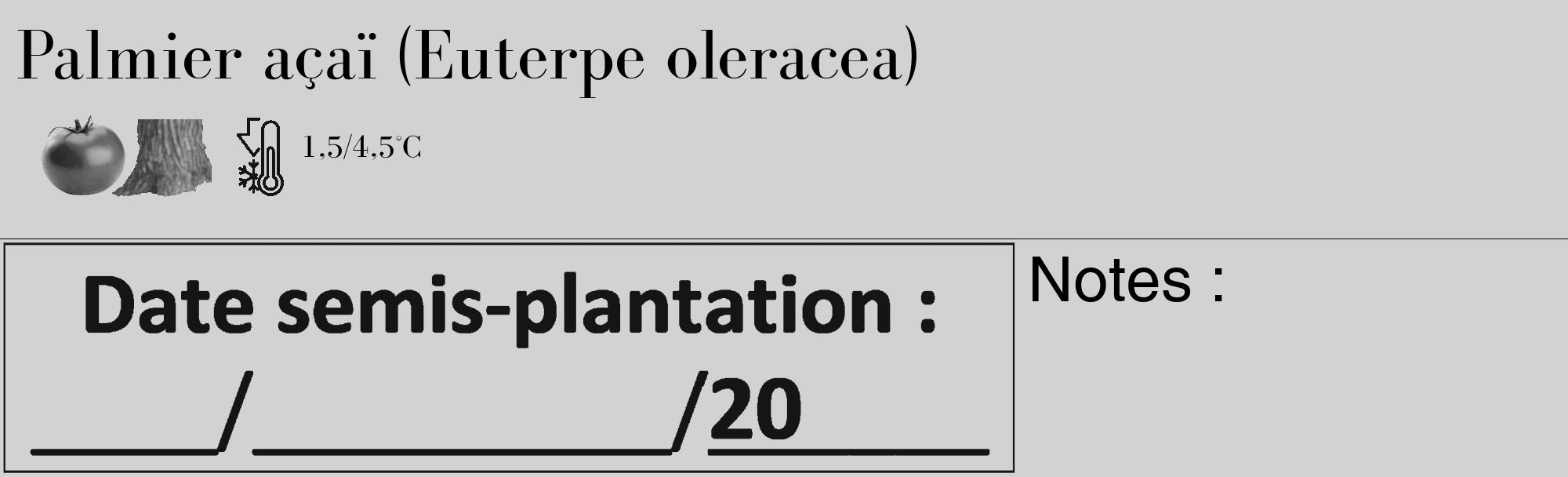 Étiquette de : Euterpe oleracea - format c - style noire14_basique_basiquebod avec comestibilité simplifiée