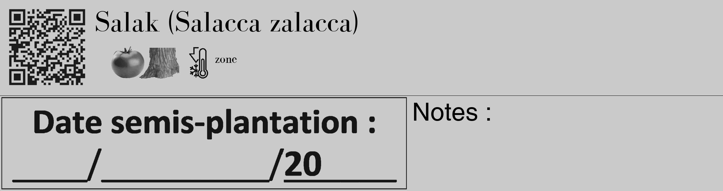 Étiquette de : Salacca zalacca - format c - style noire21_basique_basiquebod avec qrcode et comestibilité simplifiée