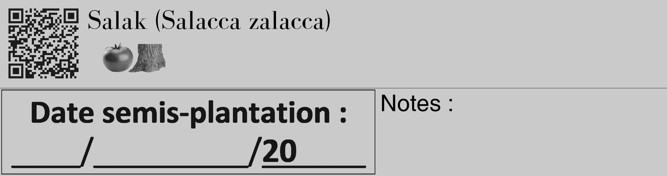 Étiquette de : Salacca zalacca - format c - style noire21_basique_basiquebod avec qrcode et comestibilité simplifiée