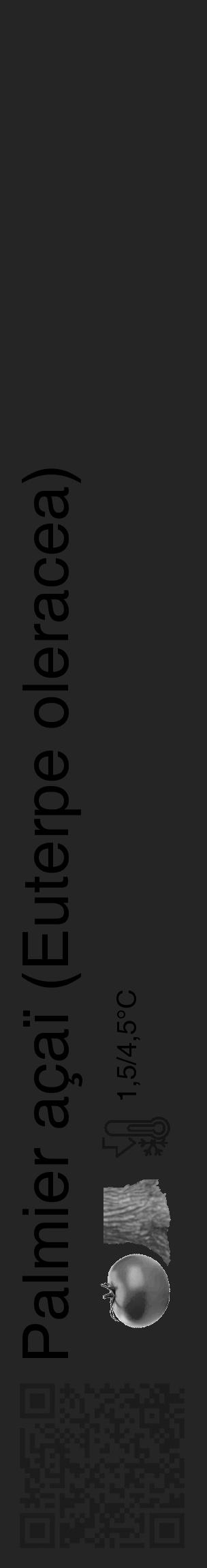 Étiquette de : Euterpe oleracea - format c - style noire47_basique_basiquehel avec qrcode et comestibilité simplifiée - position verticale