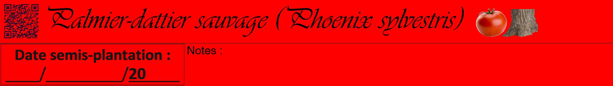 Étiquette de : Phoenix sylvestris - format a - style noire27viv avec qrcode et comestibilité simplifiée