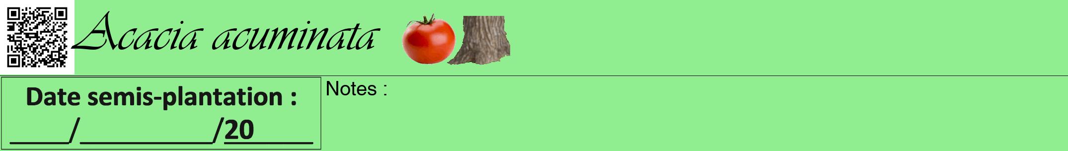 Étiquette de : Acacia acuminata - format a - style noire15simpleviv avec qrcode et comestibilité simplifiée