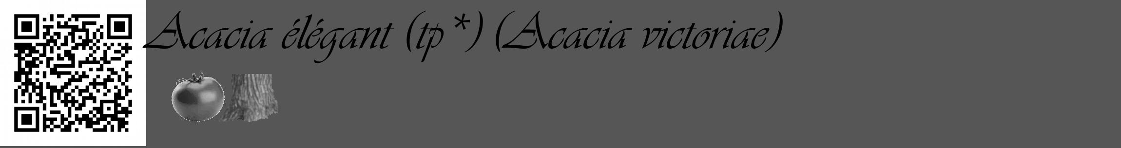 Étiquette de : Acacia victoriae - format c - style noire45_basique_basiqueviv avec qrcode et comestibilité simplifiée