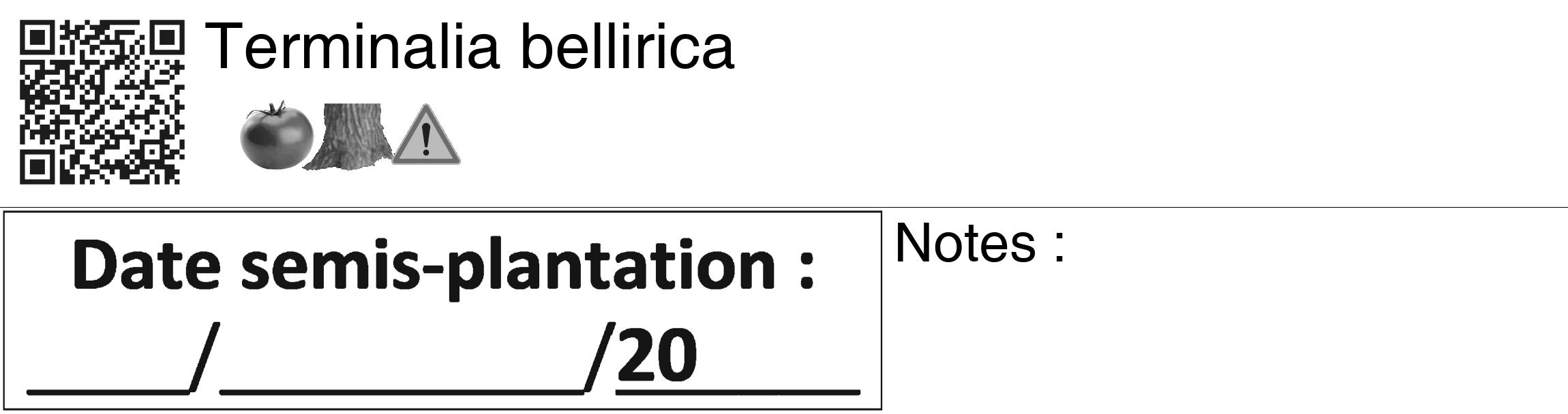 Étiquette de : Terminalia bellirica - format c - style noire60_basiquegrrvhel avec qrcode et comestibilité simplifiée