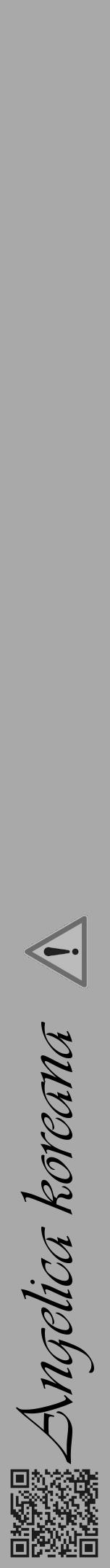 Étiquette de : Angelica koreana - format a - style noire13viv avec qrcode et comestibilité simplifiée - position verticale