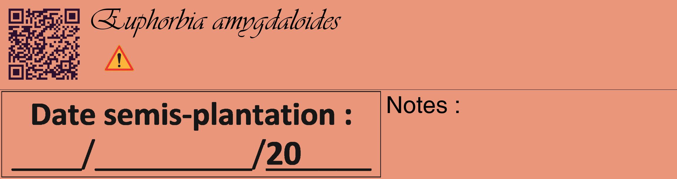 Étiquette de : Euphorbia amygdaloides - format c - style noire37_basique_basiqueviv avec qrcode et comestibilité simplifiée