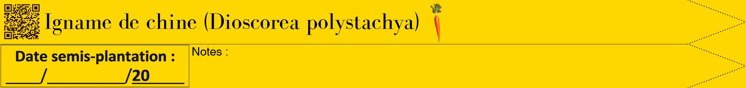 Étiquette de : Dioscorea polystachya - format b - style noire21simplebod avec qrcode et comestibilité simplifiée