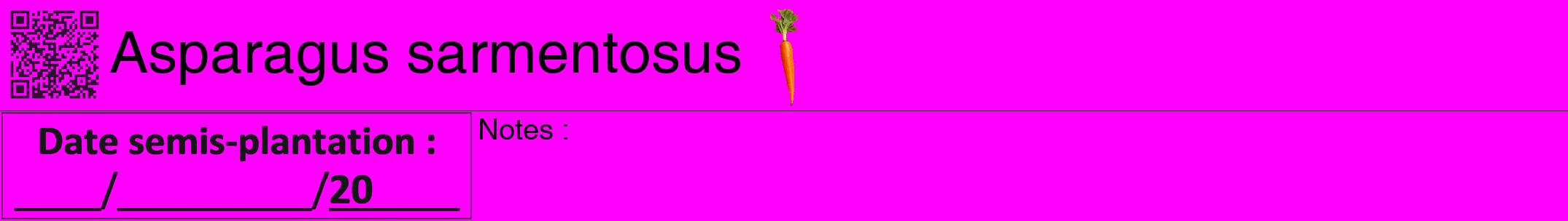 Étiquette de : Asparagus sarmentosus - format a - style noire51hel avec qrcode et comestibilité simplifiée