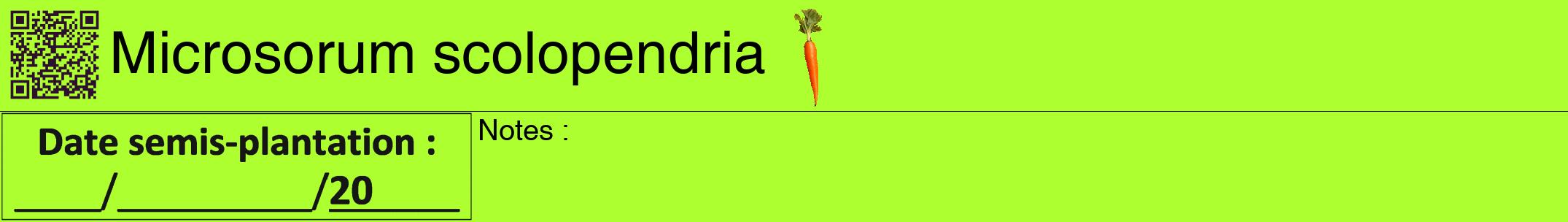 Étiquette de : Microsorum scolopendria - format a - style noire17hel avec qrcode et comestibilité simplifiée