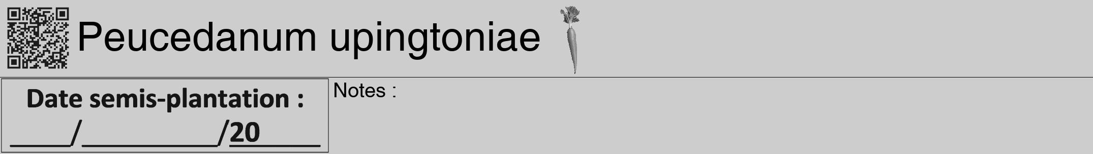 Étiquette de : Peucedanum upingtoniae - format a - style noire41hel avec qrcode et comestibilité simplifiée
