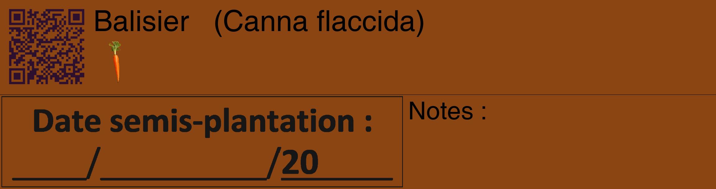 Étiquette de : Canna flaccida - format c - style noire30_basique_basiquehel avec qrcode et comestibilité simplifiée
