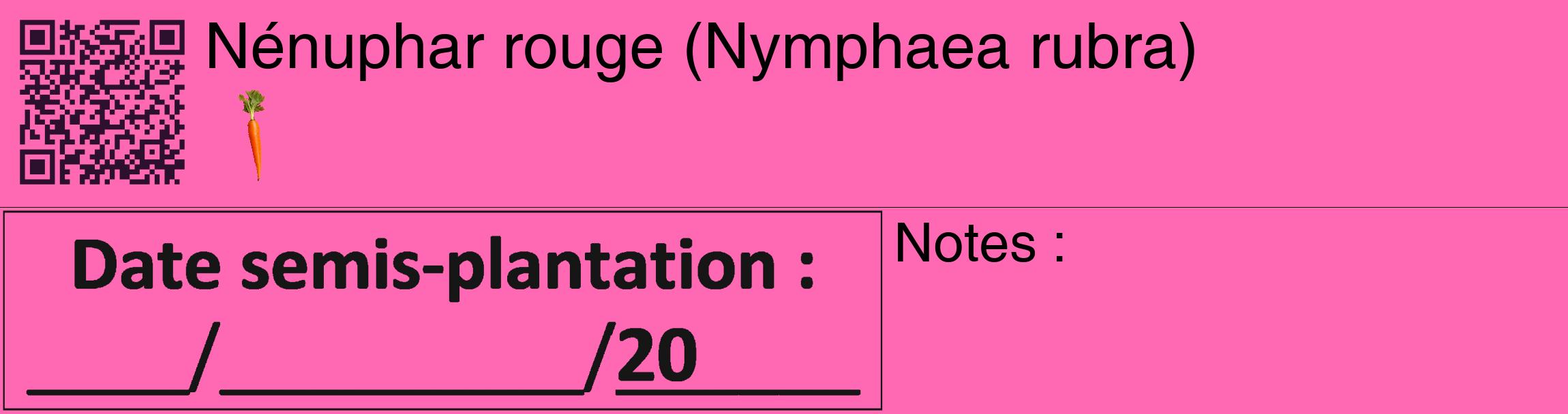 Étiquette de : Nymphaea rubra - format c - style noire42_basique_basiquehel avec qrcode et comestibilité simplifiée