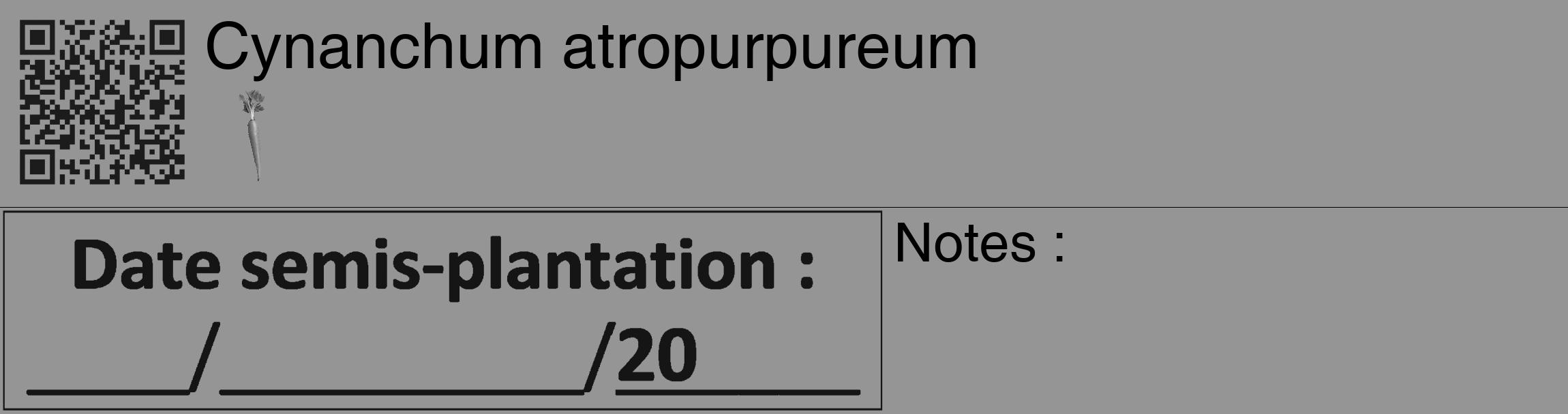 Étiquette de : Cynanchum atropurpureum - format c - style noire16_basique_basiquehel avec qrcode et comestibilité simplifiée