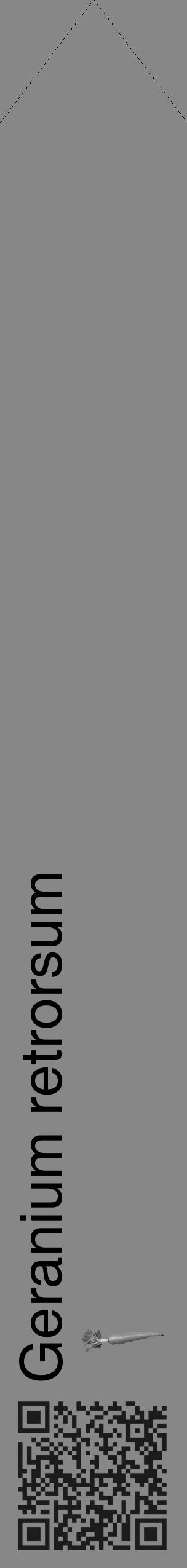 Étiquette de : Geranium retrorsum - format c - style noire12_simple_simplehel avec qrcode et comestibilité simplifiée - position verticale