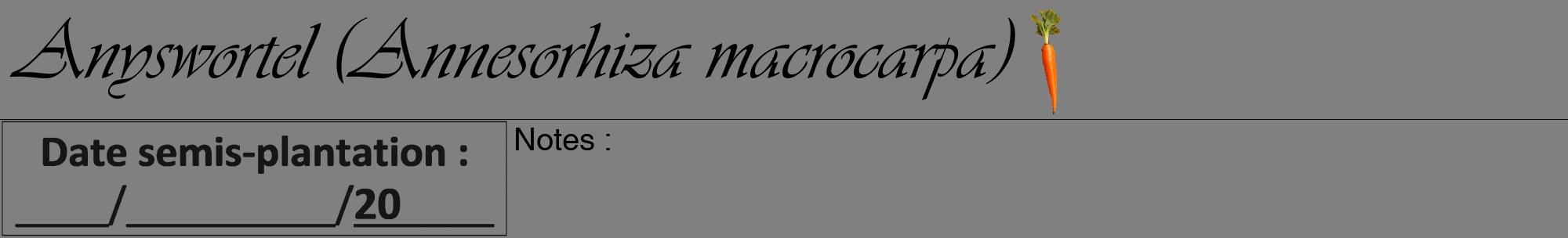 Étiquette de : Annesorhiza macrocarpa - format a - style noire57viv avec comestibilité simplifiée