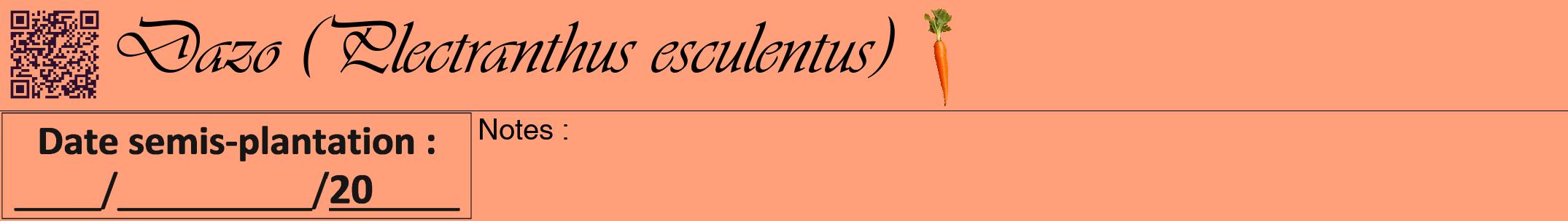 Étiquette de : Plectranthus esculentus - format a - style noire39viv avec qrcode et comestibilité simplifiée