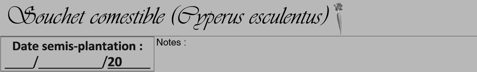 Étiquette de : Cyperus esculentus - format a - style noire39viv avec comestibilité simplifiée
