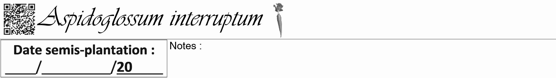 Étiquette de : Aspidoglossum interruptum - format a - style noire19viv avec qrcode et comestibilité simplifiée