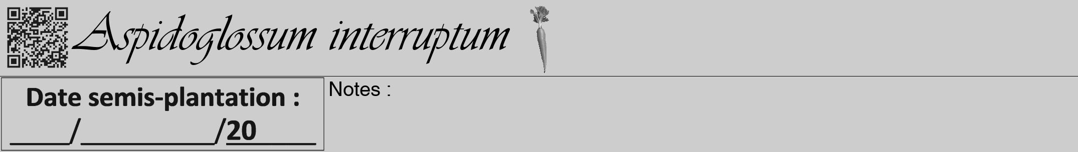 Étiquette de : Aspidoglossum interruptum - format a - style noire41viv avec qrcode et comestibilité simplifiée