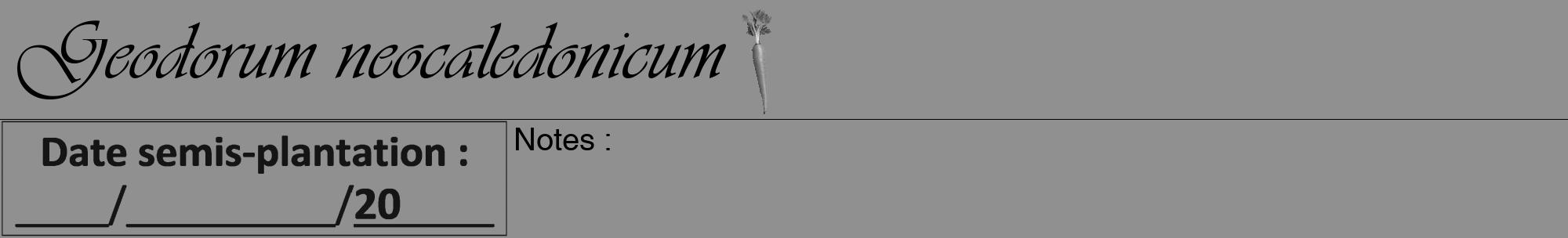 Étiquette de : Geodorum neocaledonicum - format a - style noire4viv avec comestibilité simplifiée