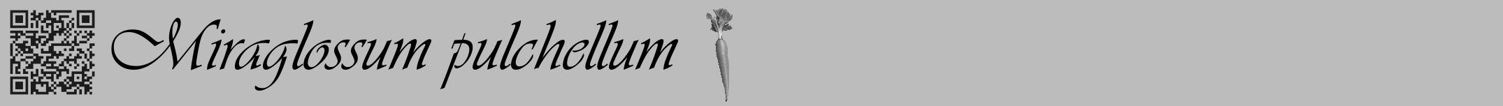 Étiquette de : Miraglossum pulchellum - format a - style noire1viv avec qrcode et comestibilité simplifiée