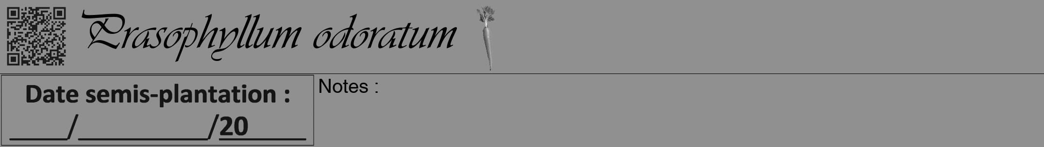 Étiquette de : Prasophyllum odoratum - format a - style noire4simpleviv avec qrcode et comestibilité simplifiée