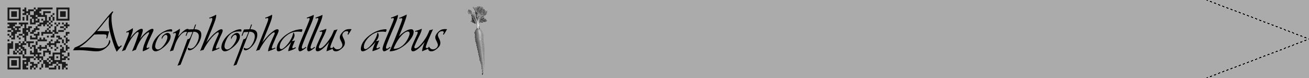 Étiquette de : Amorphophallus albus - format b - style noire37viv avec qrcode et comestibilité simplifiée