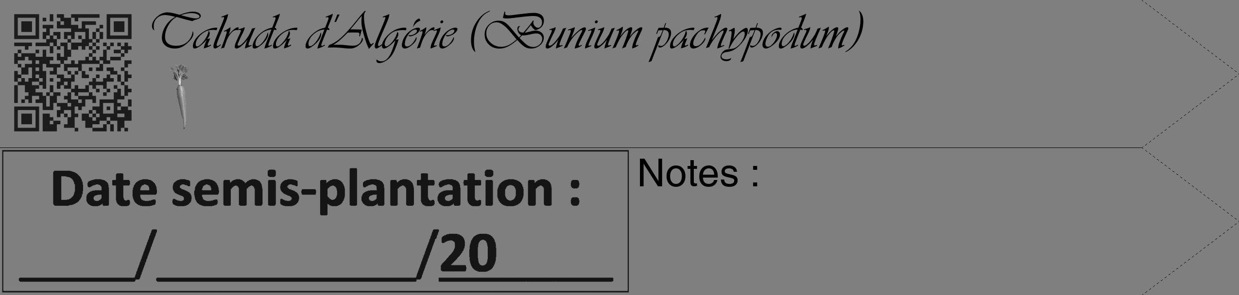 Étiquette de : Bunium pachypodum - format c - style noire57_simple_simpleviv avec qrcode et comestibilité simplifiée