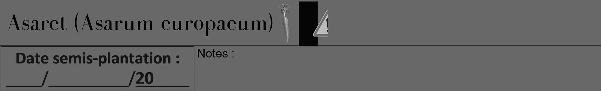Étiquette de : Asarum europaeum - format a - style noire43bod avec comestibilité simplifiée