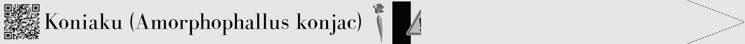 Étiquette de : Amorphophallus konjac - format b - style noire18bod avec qrcode et comestibilité simplifiée