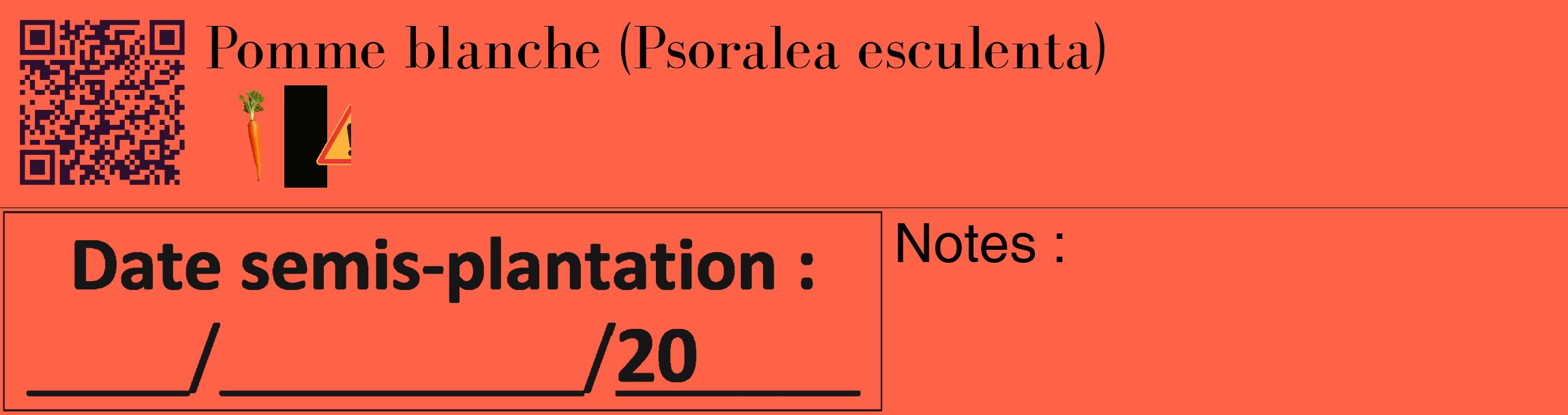 Étiquette de : Psoralea esculenta - format c - style noire25_basique_basiquebod avec qrcode et comestibilité simplifiée