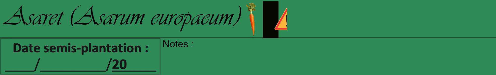 Étiquette de : Asarum europaeum - format a - style noire11viv avec comestibilité simplifiée
