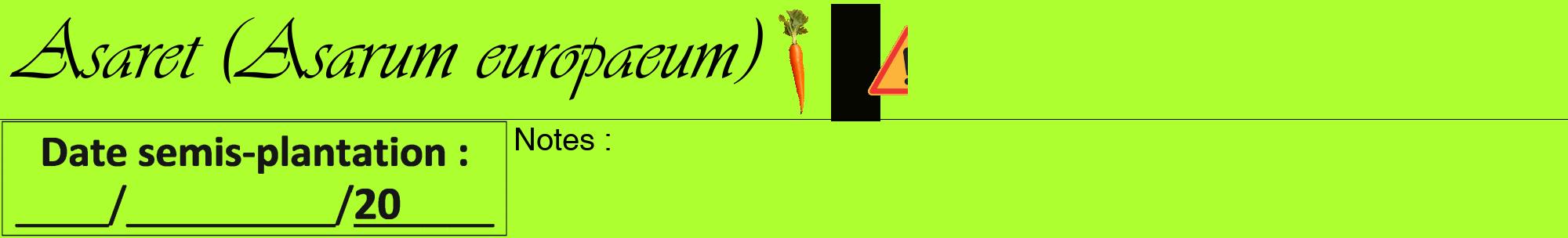 Étiquette de : Asarum europaeum - format a - style noire17viv avec comestibilité simplifiée
