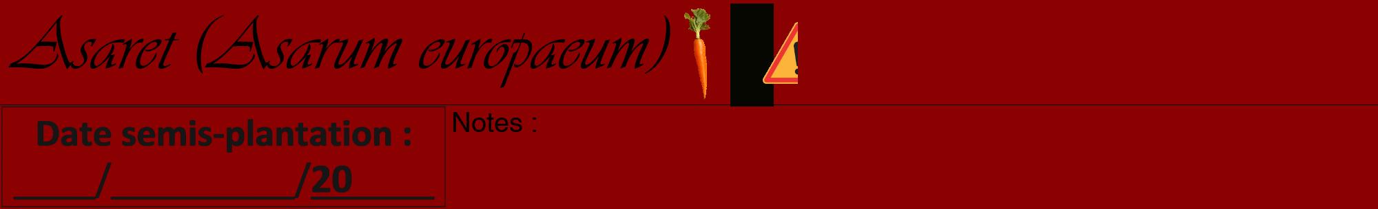 Étiquette de : Asarum europaeum - format a - style noire34viv avec comestibilité simplifiée