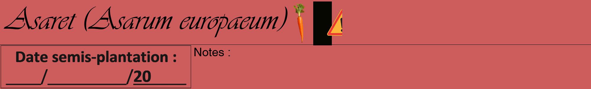 Étiquette de : Asarum europaeum - format a - style noire35viv avec comestibilité simplifiée
