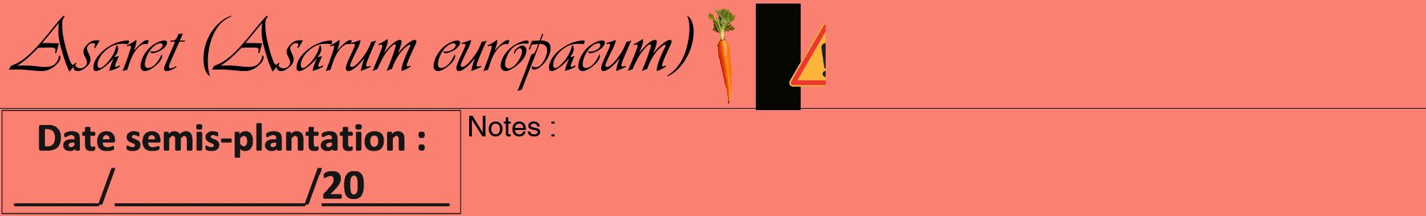 Étiquette de : Asarum europaeum - format a - style noire38viv avec comestibilité simplifiée
